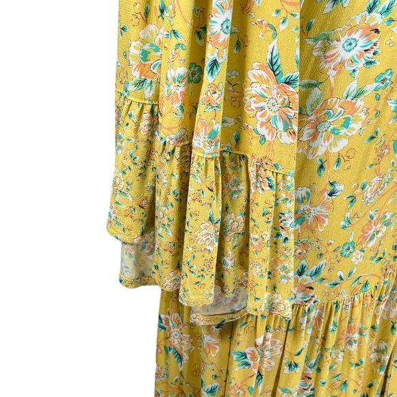 Chelsea & Violet NWT Floral Print Yellow Flowing Dusty Citron Duster Kimono Med - Picture 8 of 15